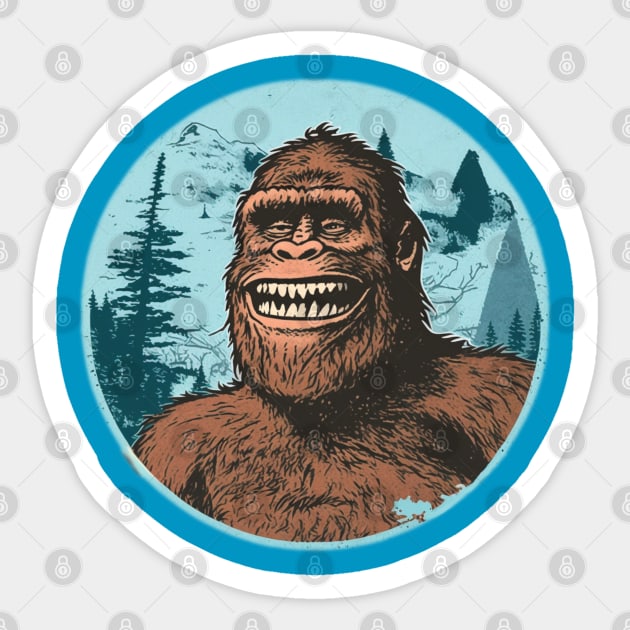 Smiling Bigfoot Sticker by Copper City Dungeon